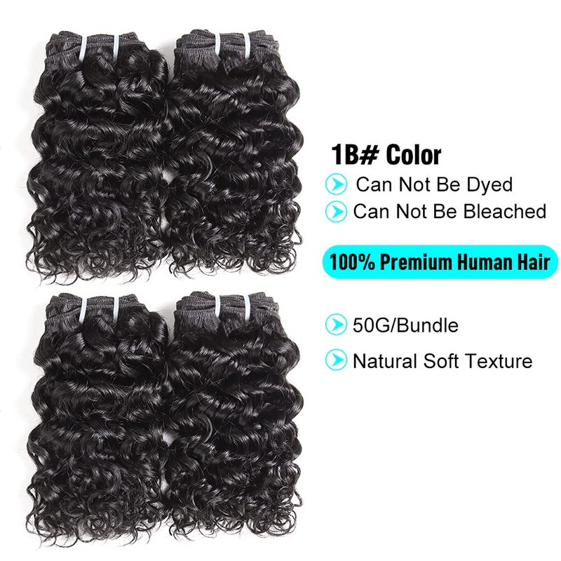 UDU Malaysian 50g 1B# Human Hair Extensions Remy Hair Bundles Short Curly Hair (8 inch without closure) - Image 4